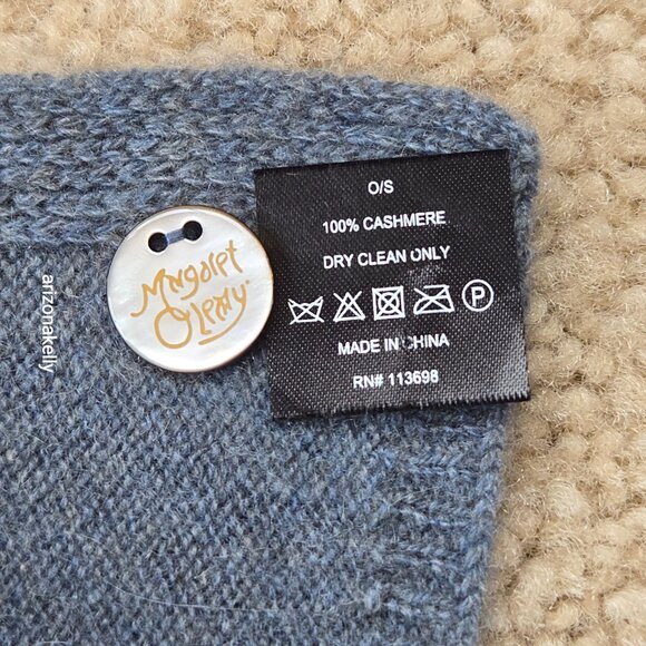 NWOT Margaret O'Leary Cashmere Scarf Greyish Blue - Picture 4 of 13